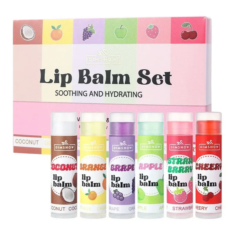 6 Kinds of Fruity Lip Balm Moisturizing Hydrating Long Lasting Lip Lotion Lightening Lip Lines Lips Mask Care Lips Lipstick Balm
