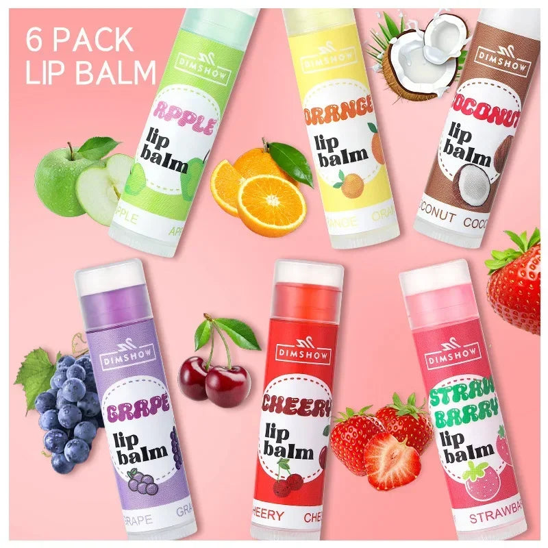 6 Kinds of Fruity Lip Balm Moisturizing Hydrating Long Lasting Lip Lotion Lightening Lip Lines Lips Mask Care Lips Lipstick Balm