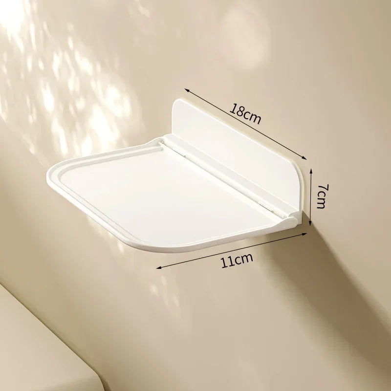 2pc Foldable Wall-mounted Shelf, For Bathroom, Toilet, Kitchen, Bedside, No Drilling Phone Storage, Wifi Router Storage