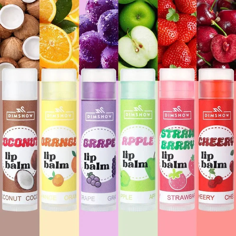 6 Kinds of Fruity Lip Balm Moisturizing Hydrating Long Lasting Lip Lotion Lightening Lip Lines Lips Mask Care Lips Lipstick Balm
