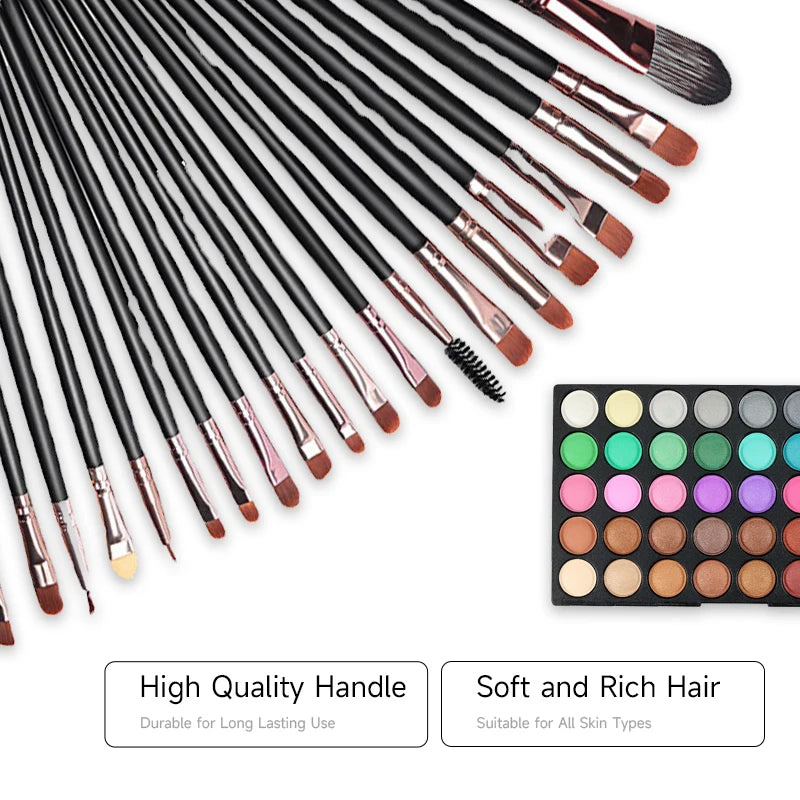 120-Color Eyeshadow Palette with 20 Brushes
A versatile set with 120 matte and shimmer shades, waterproof and long-lasting, plus 20 brushes for easy application.

Key Features:
	•	120 shades
	•	Waterproof & long-lasting
	•	20 brushes

Perfect for flawless